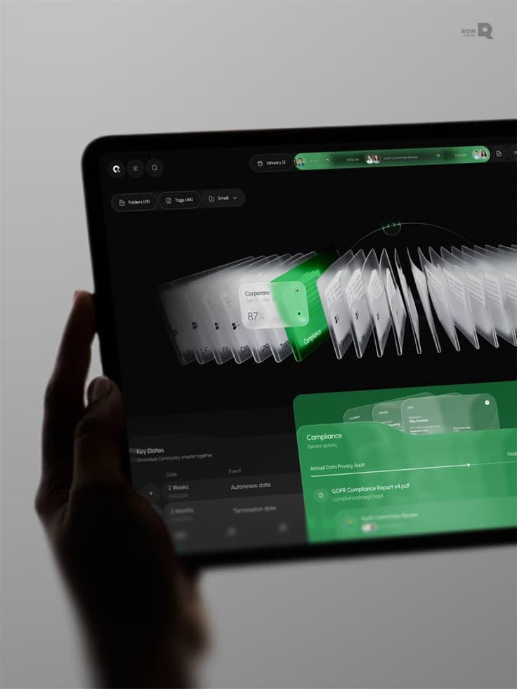 Compliance documents on a tablet